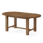 63 Inch Solid Fir Wood Oval Dining Table for 4-6, Farmhouse Kitchen Table with Crossbar