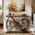 41 Inch Console Table with 5-Tier Storage Shelves and Arched Metal Frame, Industrial Entryway Table