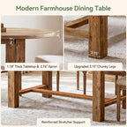 63 Inch Solid Fir Wood Oval Dining Table for 4-6, Farmhouse Kitchen Table with Crossbar