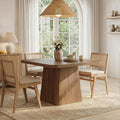 39.37-Inch Solid Wood Square Dining Table with Pedestal Base, Farmhouse Kitchen Table for Small Spaces