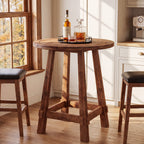 39.4-Inch High Round Solid Wood Bar Table with Footrest, Farmhouse Pub Table for Kitchen and Small Spaces