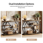 41 Inch Console Table with 5-Tier Storage Shelves and Arched Metal Frame, Industrial Entryway Table