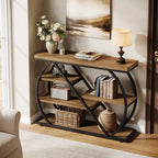 41 Inch Console Table with 5-Tier Storage Shelves and Arched Metal Frame, Industrial Entryway Table
