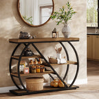 41 Inch Console Table with 5-Tier Storage Shelves and Arched Metal Frame, Industrial Entryway Table