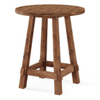 39.4-Inch High Round Solid Wood Bar Table with Footrest, Farmhouse Pub Table for Kitchen and Small Spaces