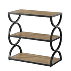 23.6-Inch Nightstand with 3-Tier Storage Shelves and Circular Frame, Industrial Bedside Table for Bedroom and Small Spaces