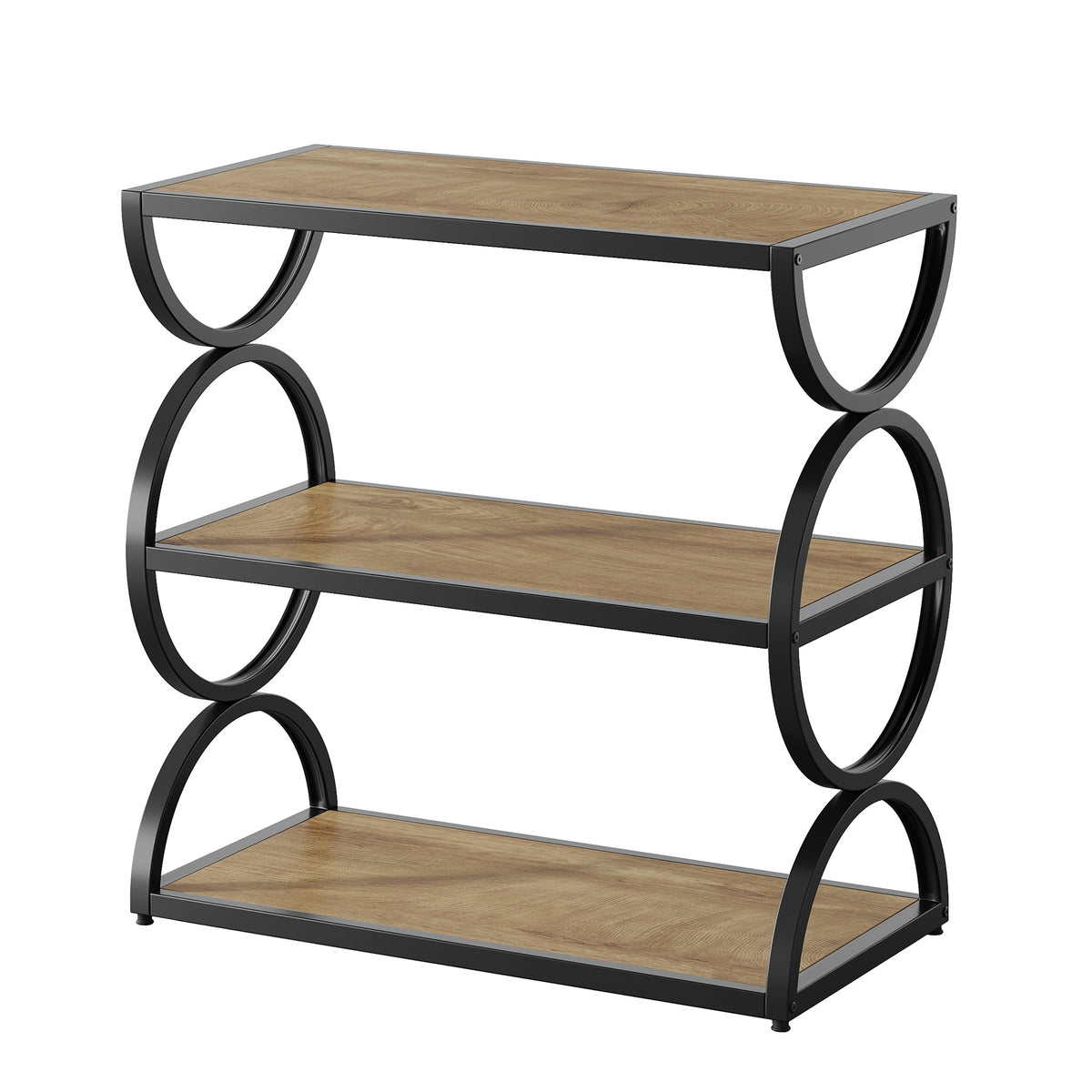 23.6-Inch Nightstand with 3-Tier Storage Shelves and Circular Frame, Industrial Bedside Table for Bedroom and Small Spaces