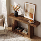 55-Inch Solid Wood Console Table, Farmhouse Narrow Sofa Table with Storage for Entryway, Hallway, Living Room