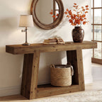 55-Inch Solid Wood Console Table, Farmhouse Narrow Sofa Table with Storage for Entryway, Hallway, Living Room