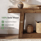 55-Inch Solid Wood Console Table, Farmhouse Narrow Sofa Table with Storage for Entryway, Hallway, Living Room