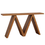 63-Inch Solid Wood Console Table, Farmhouse Entryway Sofa Table with M-Shaped Base for Living Room and Hallway