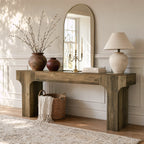 79-Inch Extra Long Console Table with Arched Base, Farmhouse Sofa Table for Entryway