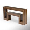 63-Inch Rustic Console Table with 2-Tier Shelf, Narrow Sofa Table for Entryway and Living Room