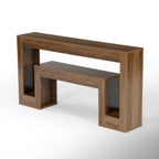 63-Inch Rustic Console Table with 2-Tier Shelf, Narrow Sofa Table for Entryway and Living Room