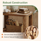 27 Inch Solid Wood Side Table with 2-Tier Shelf, Farmhouse Bedside Table for Bedroom