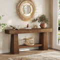 63-Inch Solid Wood Console Table, Entryway Sofa Table with Storage for Behind Couch