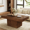 47.24-Inch Solid Wood Coffee Table, Mid Century Modern Rectangle Center Table with Wooden Pedestal for Living Room