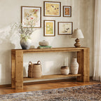 70.9-Inch Solid Wood Console Table, 2-Tier Hallway Table