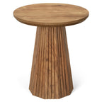 19.7-Inch Solid Wood End Table with Fluted Base, Small Round Side Table for Small Spaces