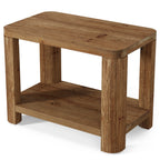27 Inch Solid Wood Side Table with 2-Tier Shelf, Farmhouse Bedside Table for Bedroom