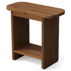 23.6-Inch Solid Wood Side Table with H-Shaped Frame and 2-Tier Storage Shelf, Farmhouse Narrow End Table for Living Room