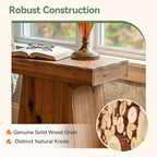 23.6 Inch Solid Wood Side Table with Trapezoid Base, Rustic End Table for Small Spaces