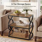 23.6-Inch Nightstand with 3-Tier Storage Shelves and Circular Frame, Industrial Bedside Table for Bedroom and Small Spaces