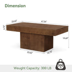 47.24-Inch Solid Wood Coffee Table, Mid Century Modern Rectangle Center Table with Wooden Pedestal for Living Room