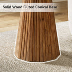 19.7-Inch Solid Wood End Table with Fluted Base, Small Round Side Table for Small Spaces
