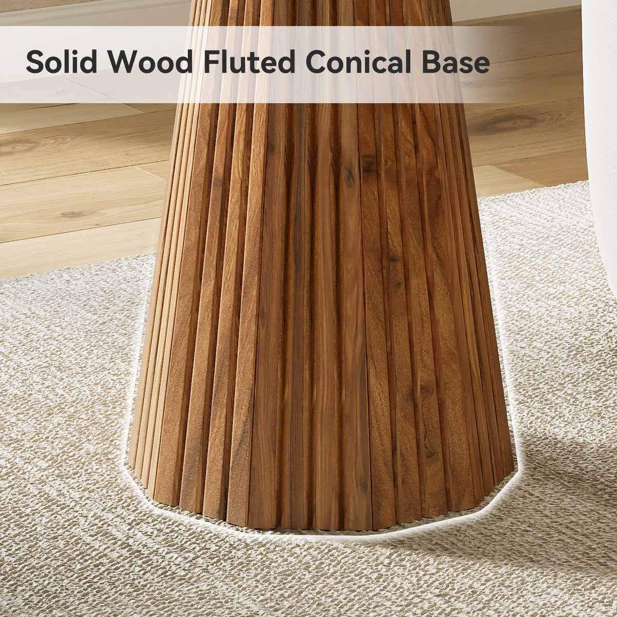 19.7-Inch Solid Wood End Table with Fluted Base, Small Round Side Table for Small Spaces