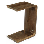 C-Shaped Solid Wood End Table for Small Spaces, Narrow Sofa Side Table for Living Room
