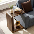 C-Shaped Solid Wood End Table for Small Spaces, Narrow Sofa Side Table for Living Room