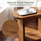 23.6-Inch Solid Wood Side Table with H-Shaped Frame and 2-Tier Storage Shelf, Farmhouse Narrow End Table for Living Room