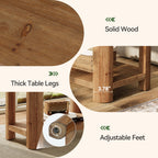 27 Inch Solid Wood Side Table with 2-Tier Shelf, Farmhouse Bedside Table for Bedroom