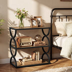 23.6-Inch Nightstand with 3-Tier Storage Shelves and Circular Frame, Industrial Bedside Table for Bedroom and Small Spaces