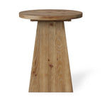 18.9-Inch Round Solid Wood End Table with Trapezoid Base