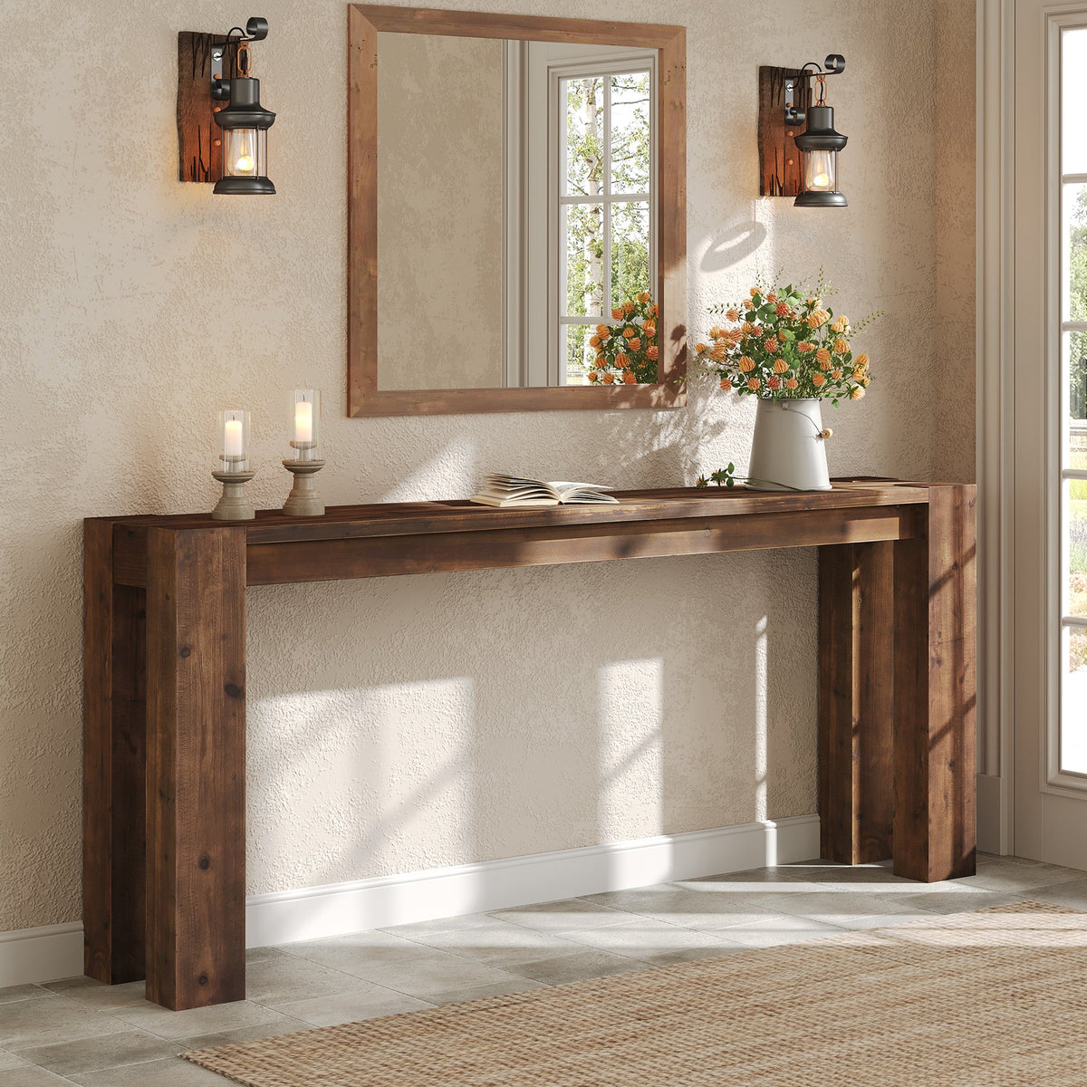 70.9-Inch Solid Wood Console Table, Sofa Table for Hallway