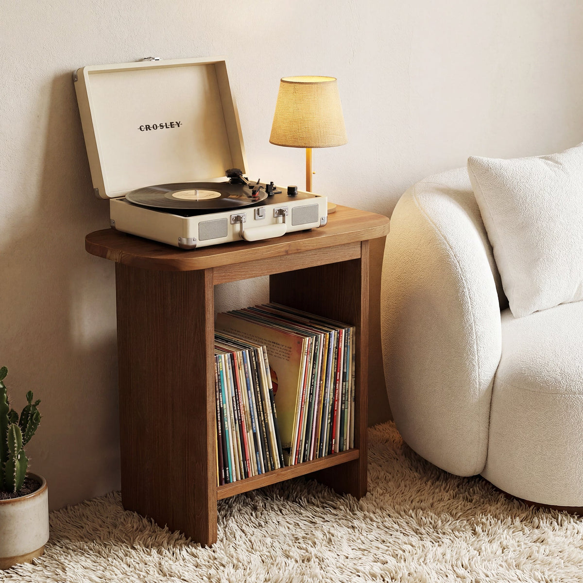 23.6-Inch Solid Wood Side Table with H-Shaped Frame and 2-Tier Storage Shelf, Farmhouse Narrow End Table for Living Room
