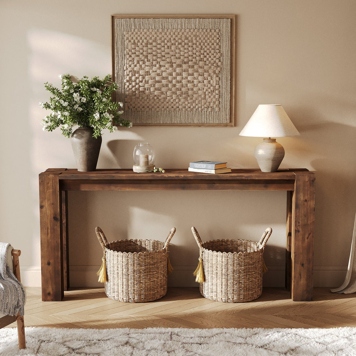 70.9-Inch Solid Wood Console Table, Sofa Table for Hallway