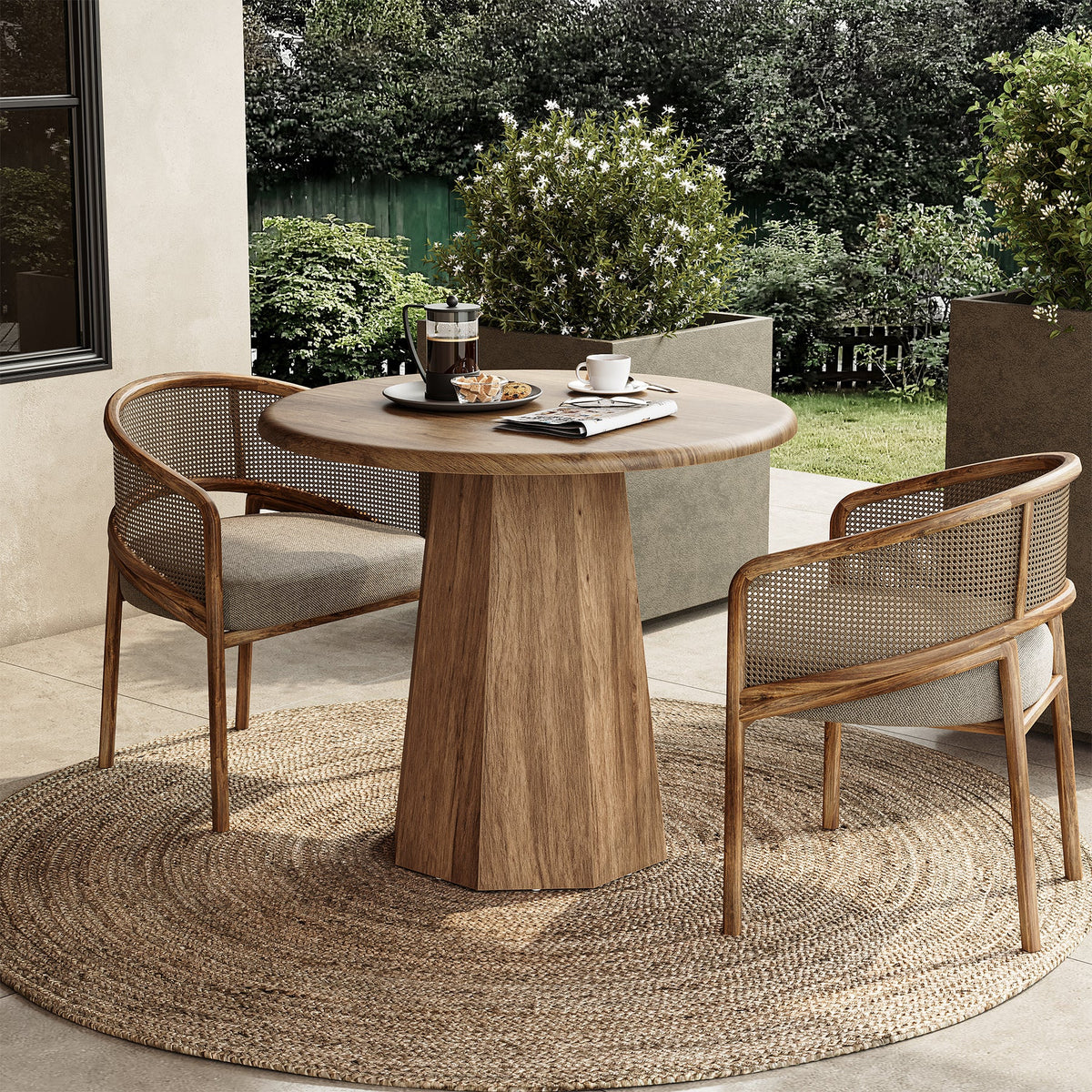 Compact Round Dining Table 31.5", Octagonal Base Kitchen Table for 2-4 People