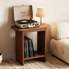 23.6-Inch Solid Wood Side Table with H-Shaped Frame and 2-Tier Storage Shelf, Farmhouse Narrow End Table for Living Room