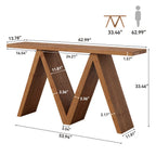 63-Inch Solid Wood Console Table, Farmhouse Entryway Sofa Table with M-Shaped Base for Living Room and Hallway