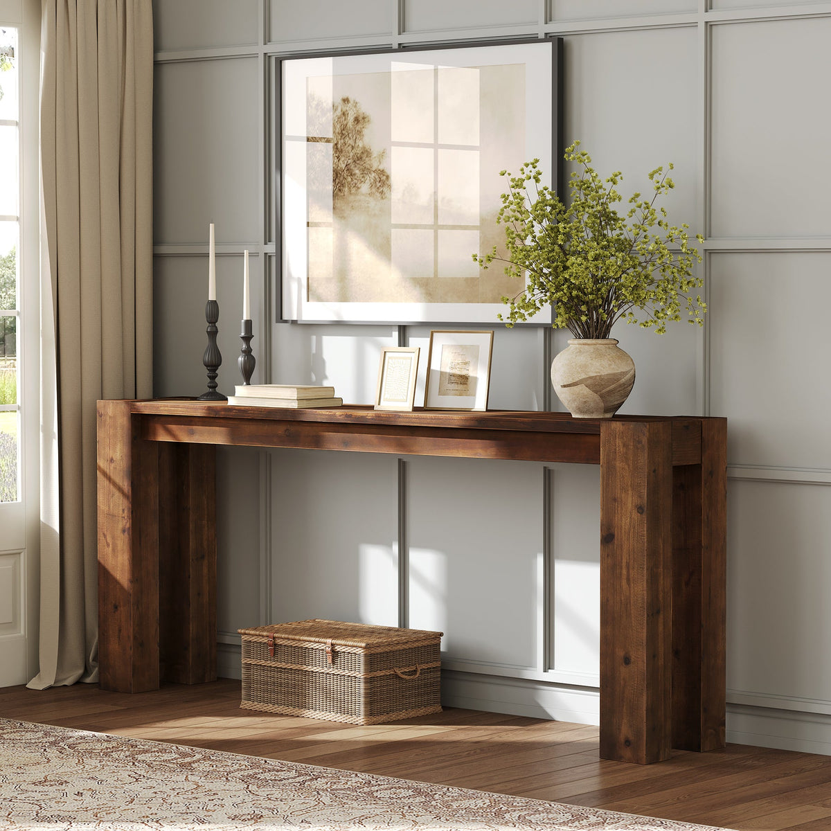 70.9-Inch Solid Wood Console Table, Sofa Table for Hallway