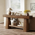63-Inch Solid Wood Console Table, Entryway Sofa Table with Storage for Behind Couch