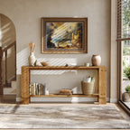 70.9-Inch Solid Wood Console Table, 2-Tier Hallway Table