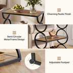 23.6-Inch Nightstand with 3-Tier Storage Shelves and Circular Frame, Industrial Bedside Table for Bedroom and Small Spaces