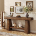 63-Inch Solid Wood Console Table, Entryway Sofa Table with Storage for Behind Couch