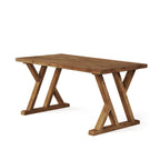 63-Inch Solid Wood Dining Table with X-Shaped Legs, Rectangular Farmhouse Kitchen Table for 4-6 People Dining Room Rustic Brown