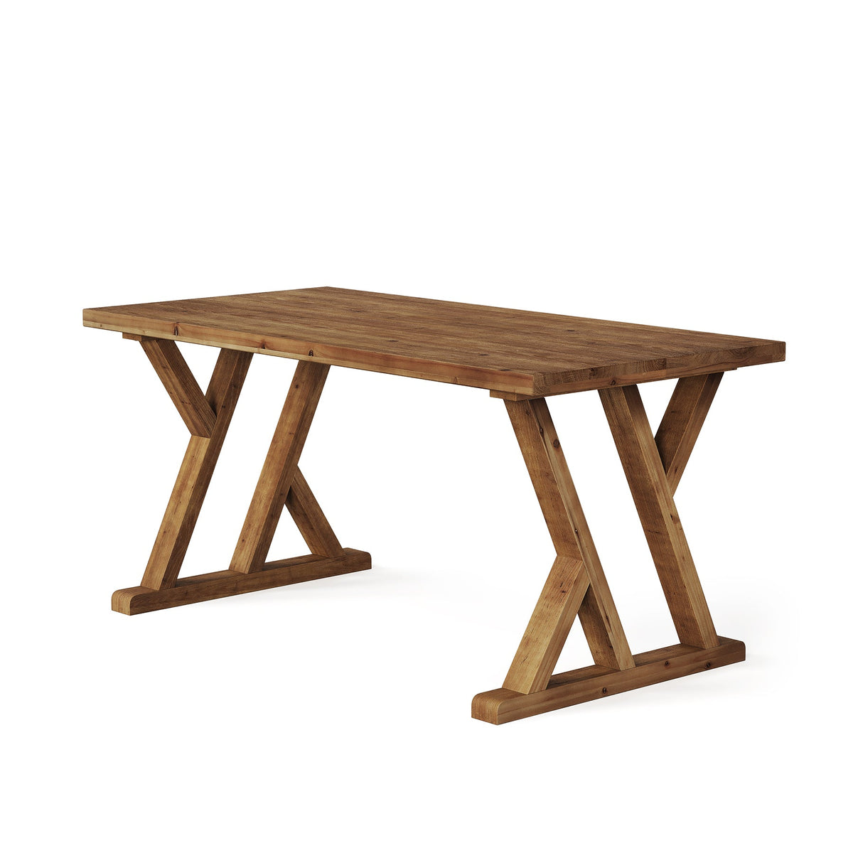 63-Inch Solid Wood Dining Table with X-Shaped Legs, Rectangular Farmhouse Kitchen Table for 4-6 People Dining Room Rustic Brown