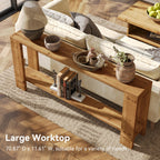 70.9-Inch Solid Wood Console Table, 2-Tier Hallway Table